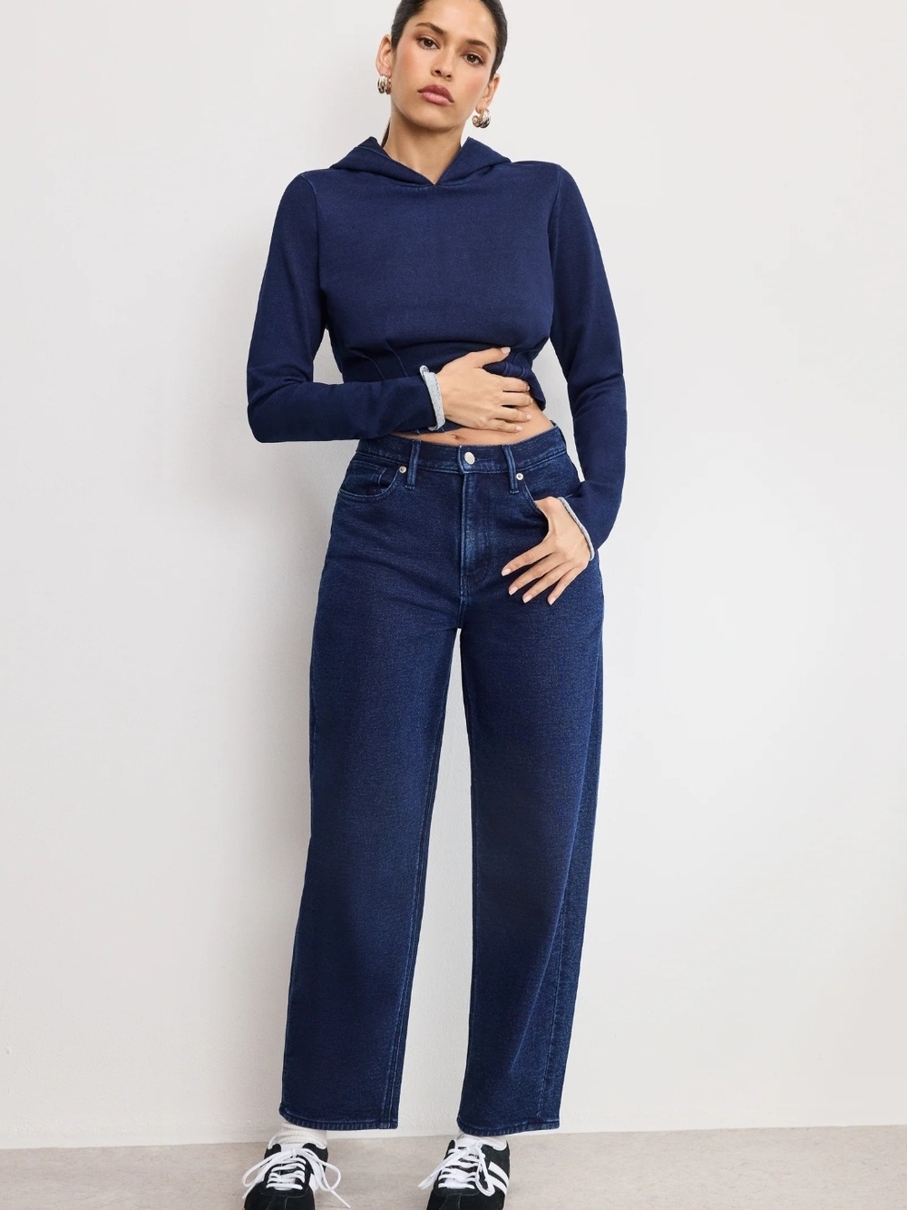 Good American Indigo Jeanius Barrel Sweatpants Size 8